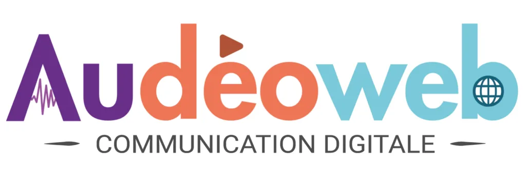 Logo Audéoweb, entreprise spécialisée dans la communication digitale (sites webs, réseaux sociaux, stratégie de communication, montage audio et vidéo)