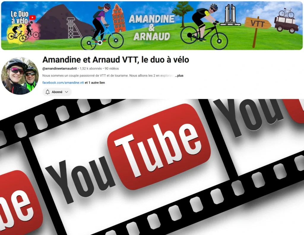 Impression écran de la page YouTube de la chaine Amandine et Arnaud VTT le duo à vélo